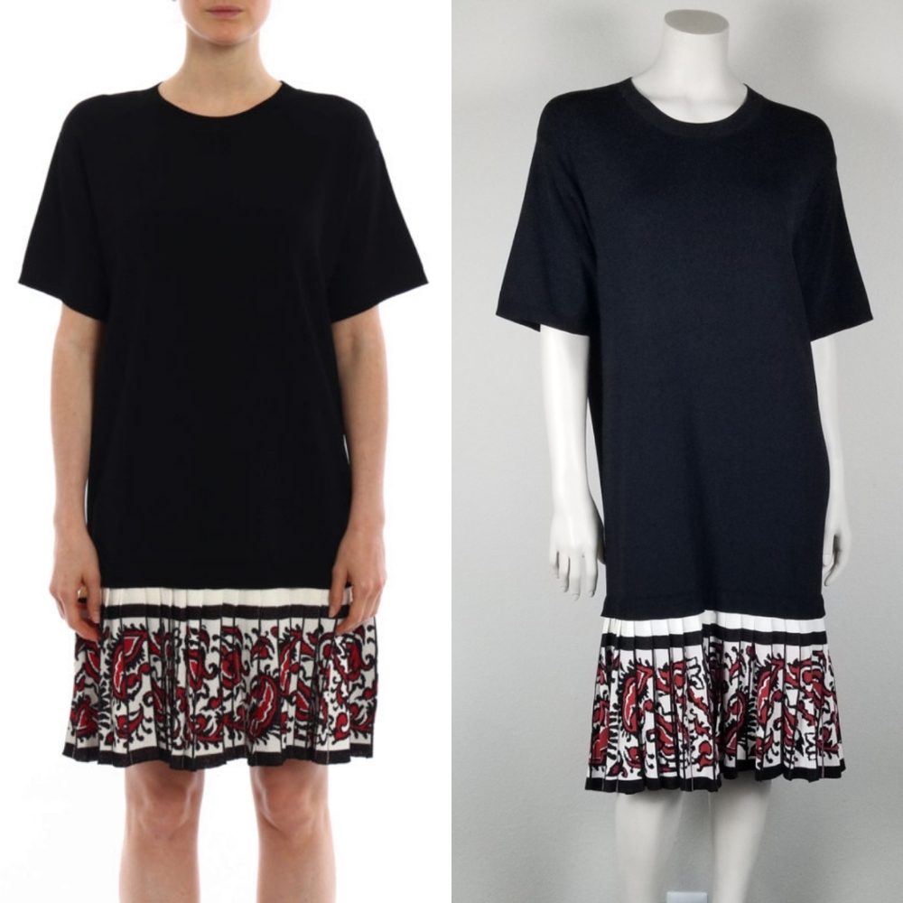 RED Valentino Black Jersey Minimalist Midi Bandana Pleated Bottom Dress Sz Large